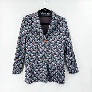 ✅ HARMONY KNIT BUTTON FRONT BLAZER FUNKY GEOMETRIC SIZE EU 40.